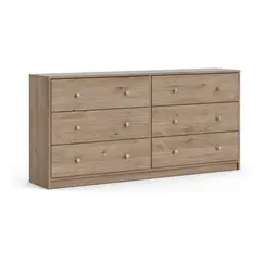 TVILUM - Cómoda 6 Cajón(es) Jackson Hickory 143.1x68.3x31.7 cm Café