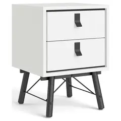 TVILUM - Velador 2 Cajón 43,3x59,6x40,1 cm Blanco