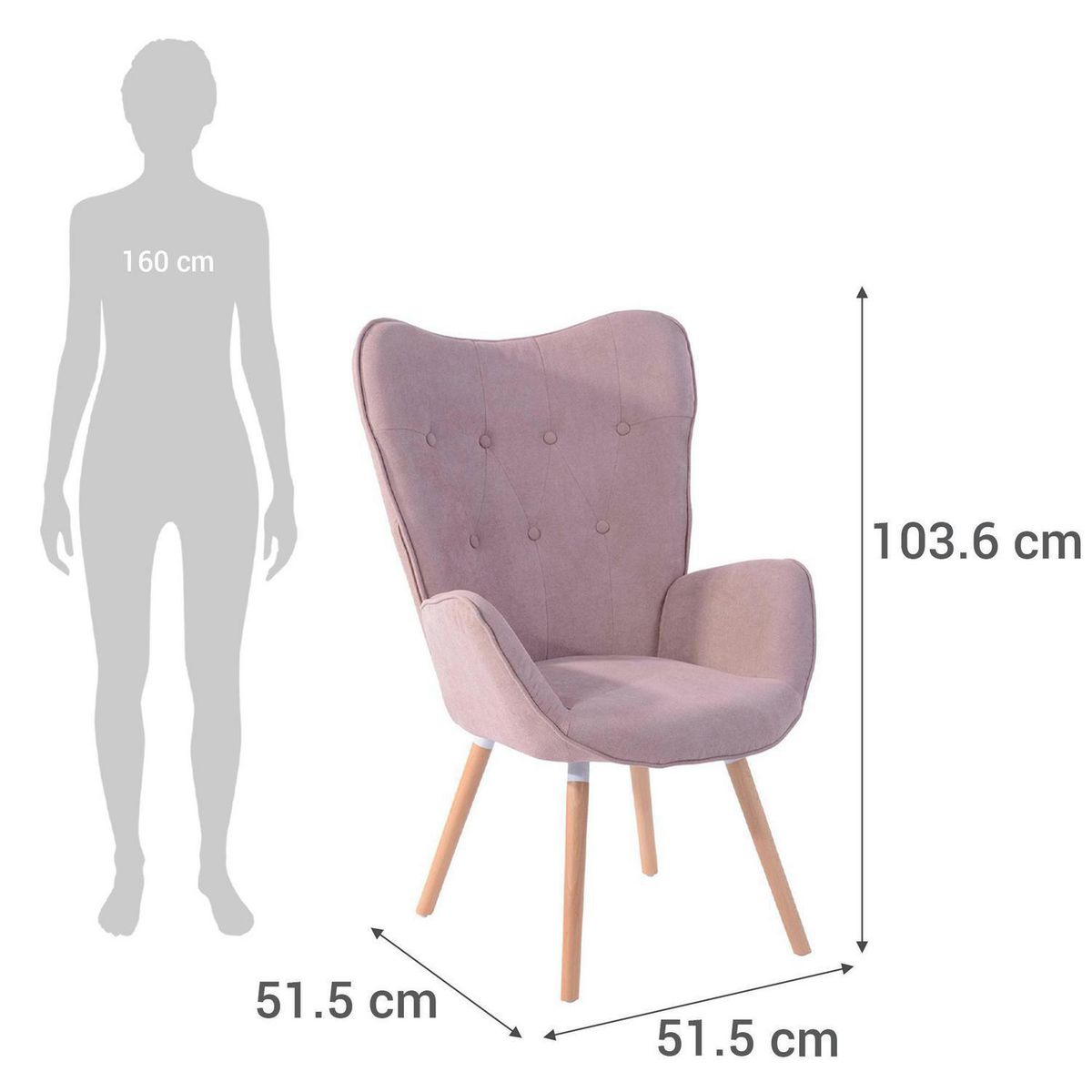 GENERICO - Sitial Kas Rosado 103.6x51.5x51.5 cm
