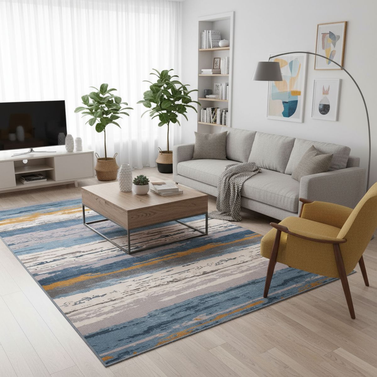 JUST HOME COLLECTION - Alfombra Lineas 160x235 cm Polipropileno Azul Claro