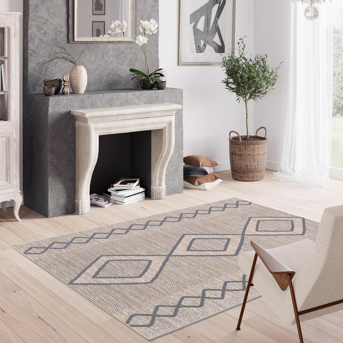 JUST HOME COLLECTION - Alfombra Rombo 120x170 cm Polipropileno Gris