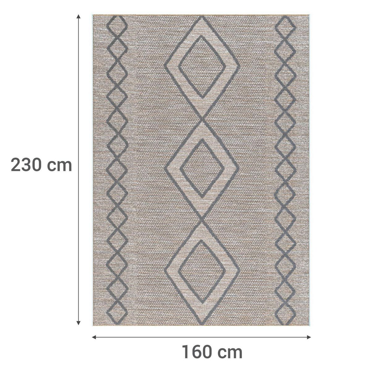 JUST HOME COLLECTION - Alfombra Rombo 160x230 cm Polipropileno Gris