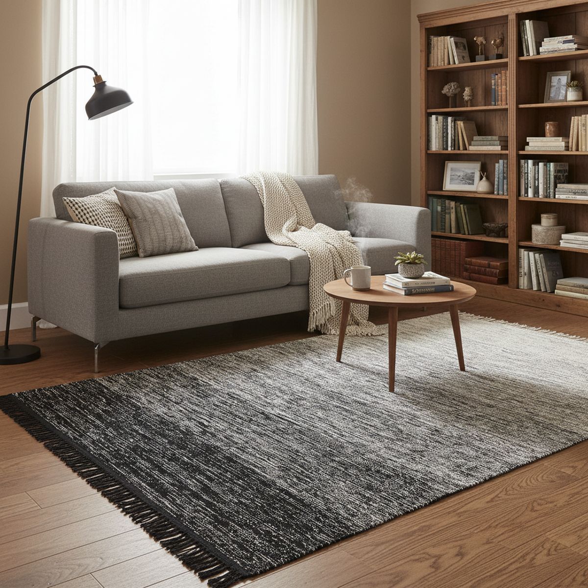 JUST HOME COLLECTION - Alfombra Ombre 120x170 cm Algodón Negro