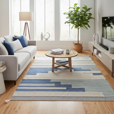 Imagen 2 del producto Alfombra Vision 120x170 cm Algodón Azul Claro