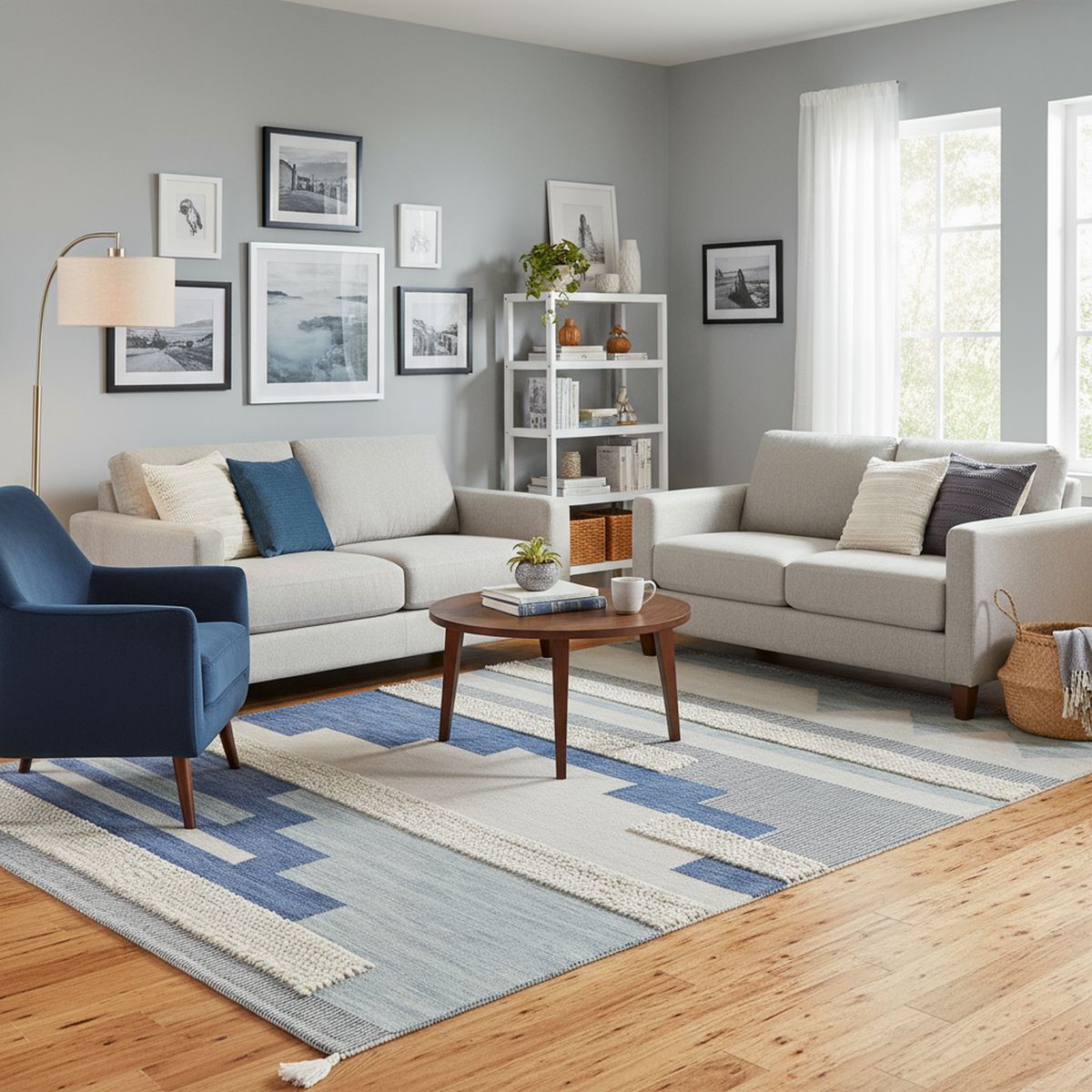 JUST HOME COLLECTION - Alfombra Vision 160x230 cm Algodón Azul Claro