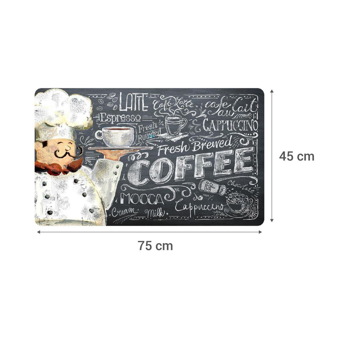 JUST HOME COLLECTION - Limpiapiés Cocina Coffee 45x75 cm PVC Café