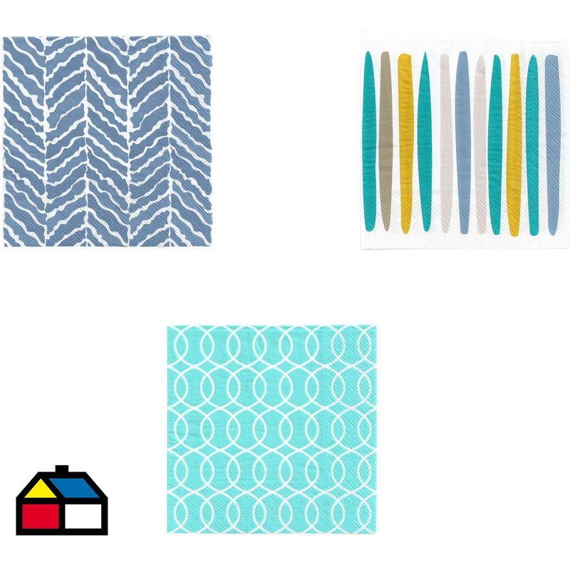 JUST HOME COLLECTION - Servilleta de papel 33x33 cm diseño corlores surtidos