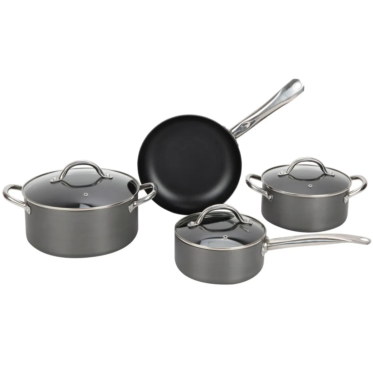 JUST HOME COLLECTION - Batería de cocina 7 Piezas Acero inoxidable Café