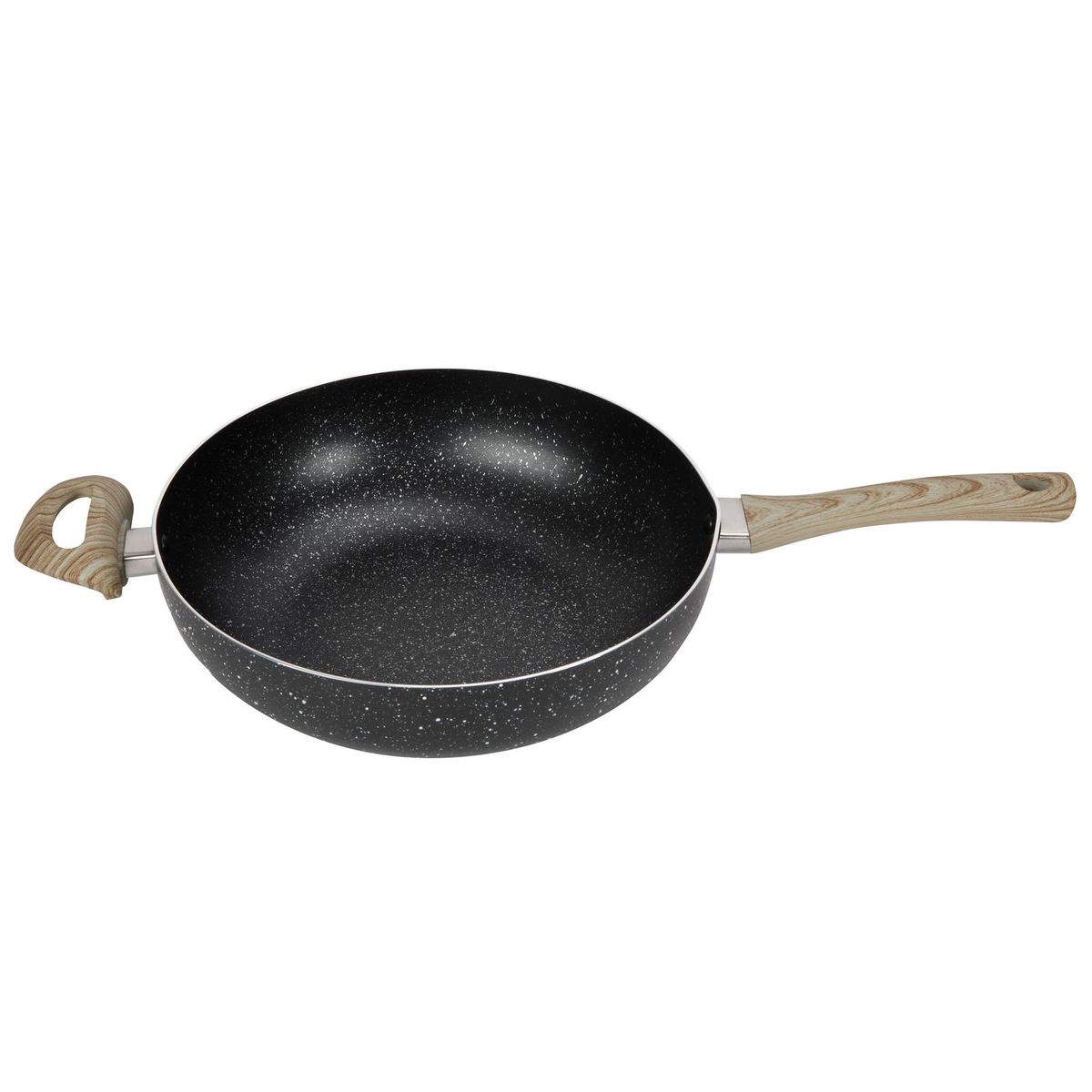 JUST HOME COLLECTION - Wok Inducción 30 cm 1 Piezas Aluminio Marbel Negro
