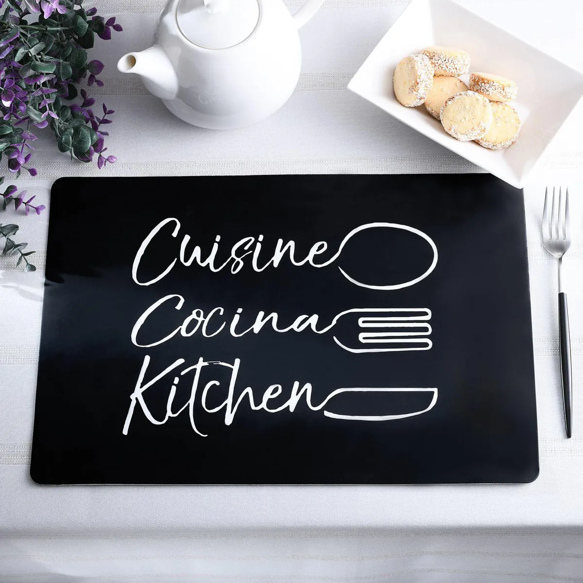 JUST HOME COLLECTION - Individual PVC cocina negro