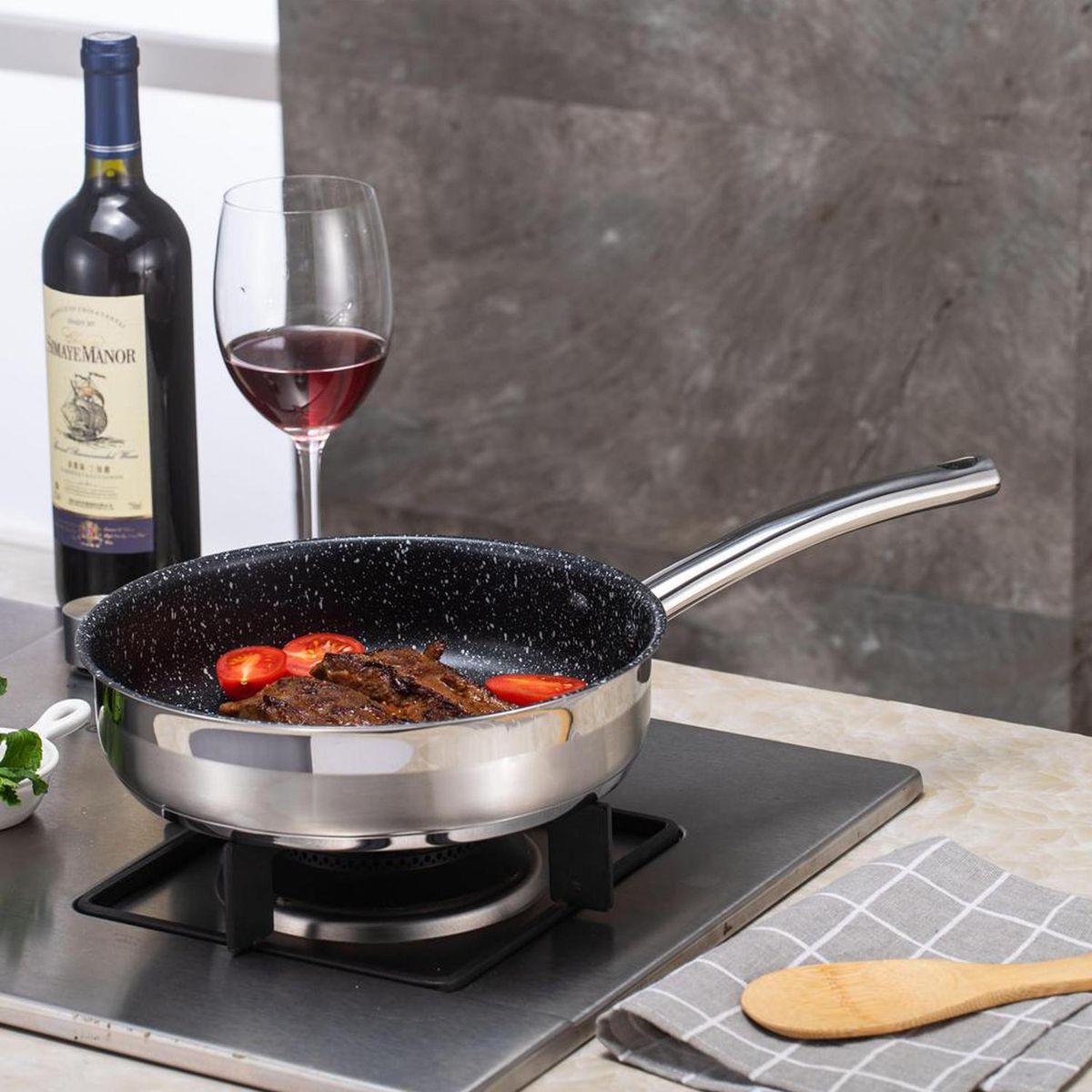 JUST HOME COLLECTION - Sartén 44,2 x 25 x 9 cm Acero Plateado