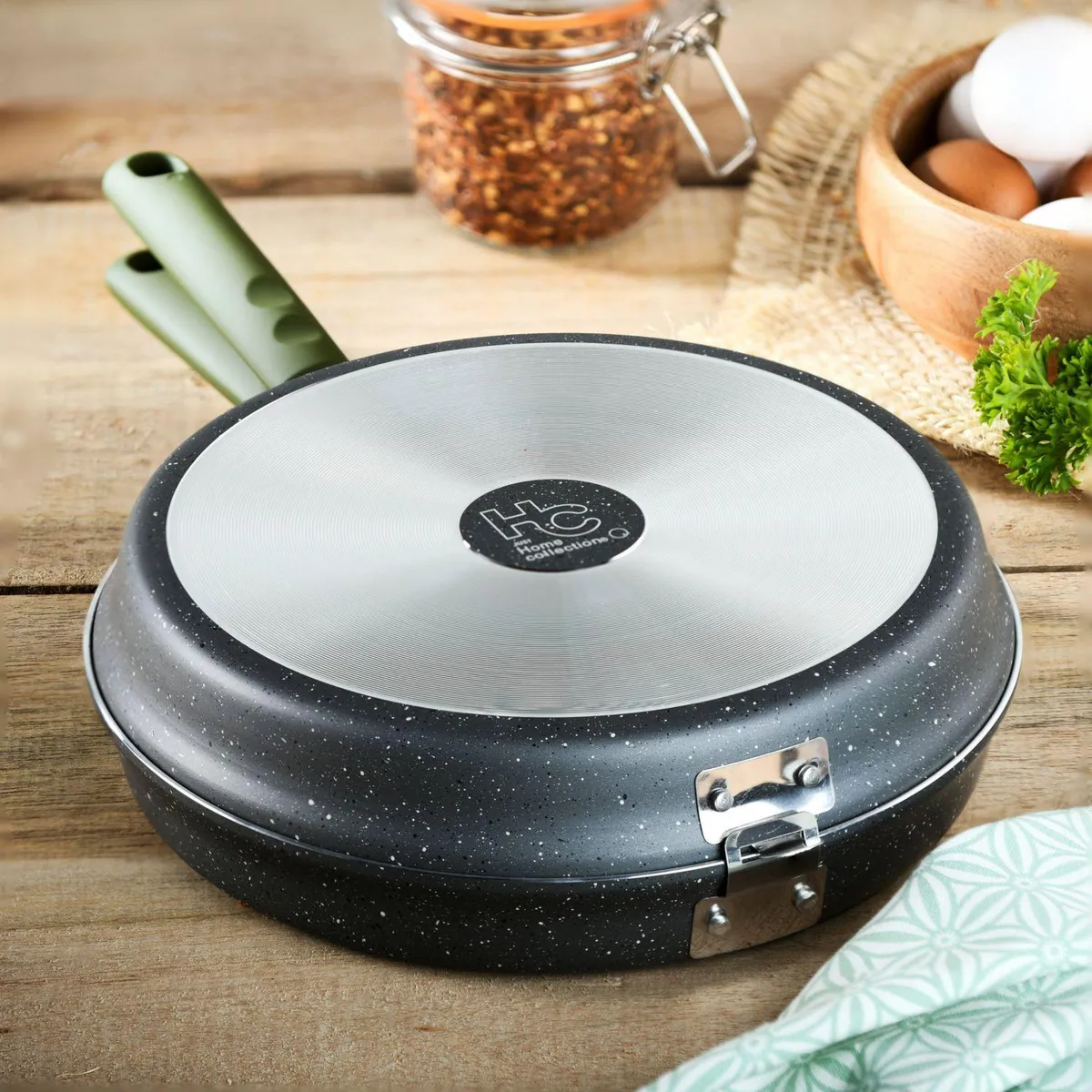 JUST HOME COLLECTION - Omelettera Antiadherente 24 cm Aluminio Gris