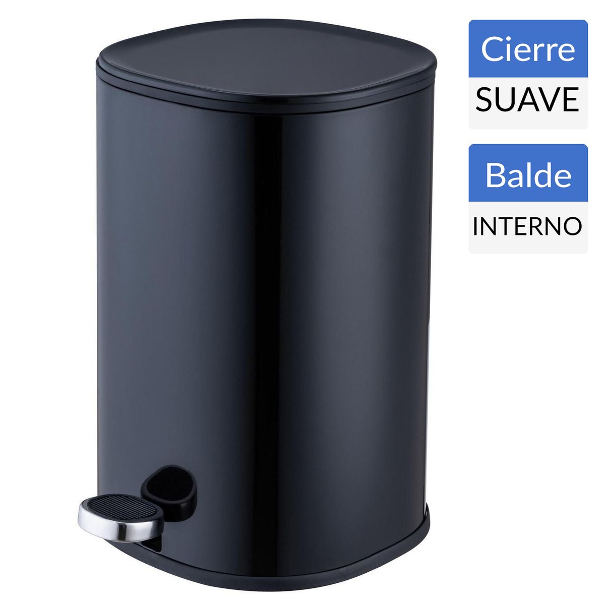 JUST HOME COLLECTION - Basurero Cilindro 5 Litros Metal Negro