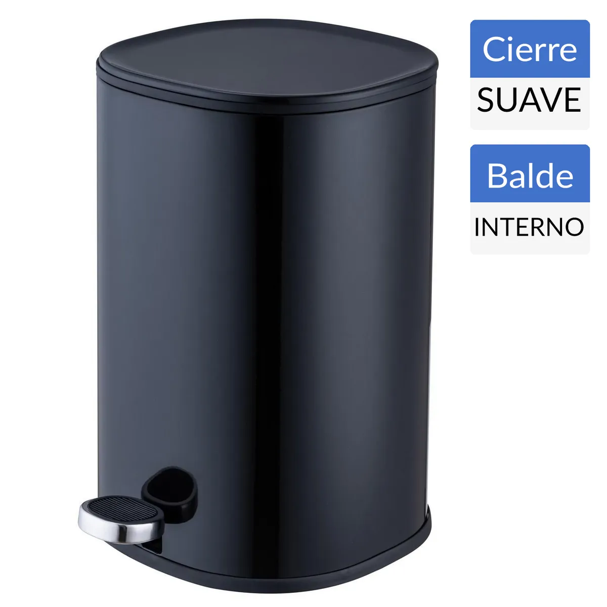 JUST HOME COLLECTION - Basurero Cilindro 5 Litros Metal Negro