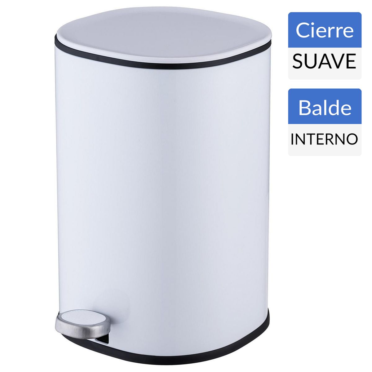 JUST HOME COLLECTION - Papelero Cilindro 5 Litros Metal Blanco