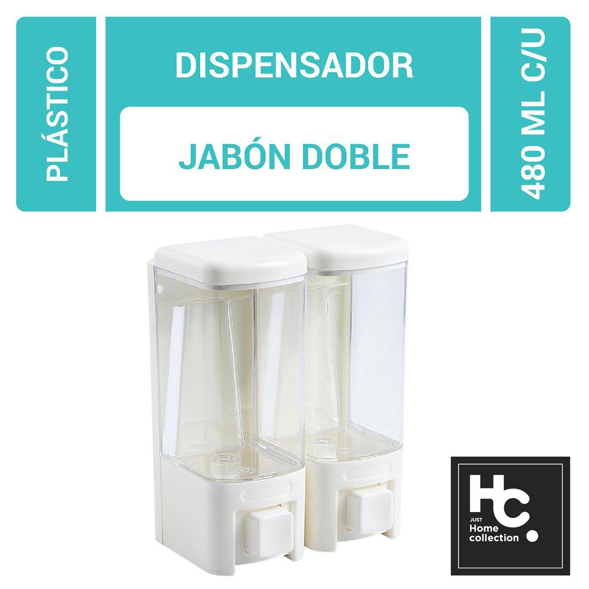 JUST HOME COLLECTION - Dispensador Doble Jabón Líquido Just Home Collection 960 ml Transparente