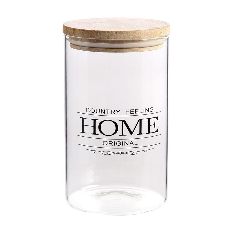 JUST HOME COLLECTION - Frasco con Tapa de Bambú Vidrio 1 l