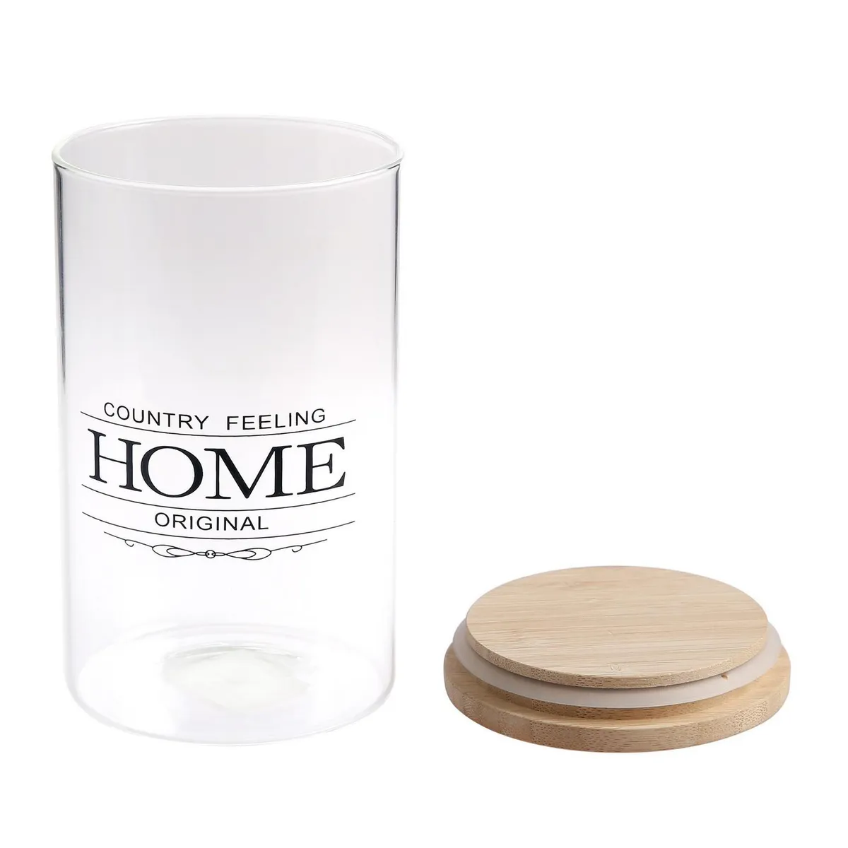 JUST HOME COLLECTION - Frasco con Tapa de Bambú Vidrio 1 l