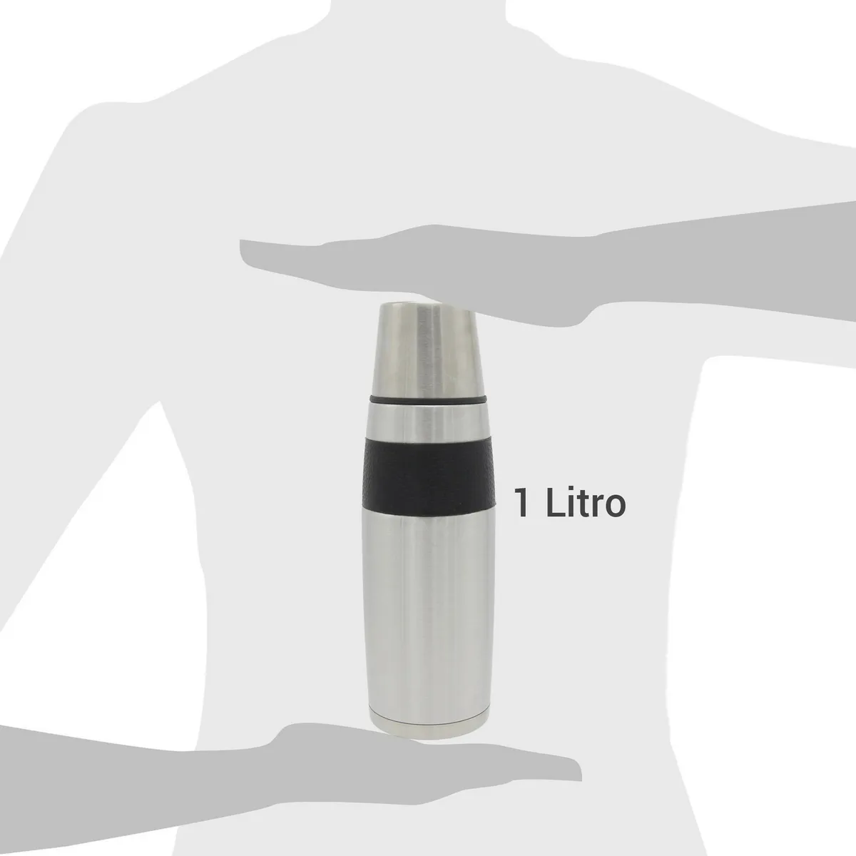 JUST HOME COLLECTION - Termo Agua Caliente 1 l Plateado/ Negro