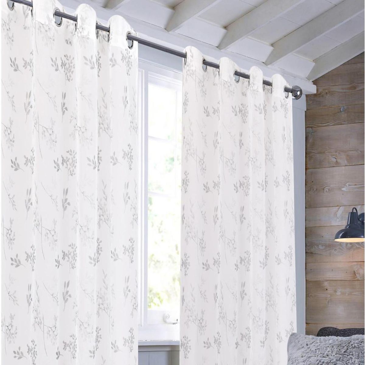 JUST HOME COLLECTION - Velo print flores 135x220 cm blanco