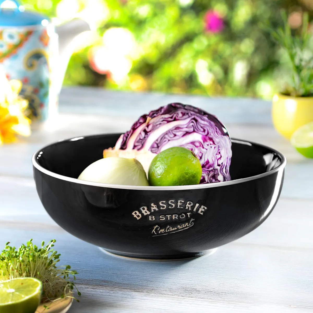 JUST HOME COLLECTION - Fuente Ensaladera Bistro Negro 25x25cm