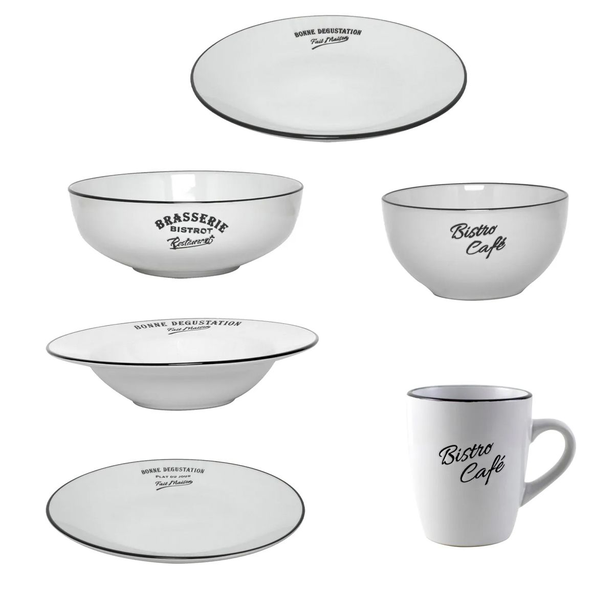  - Combo Juego de Loza 21 piezas Vajilla Bistro Blanco 4 personas + Ensaladera