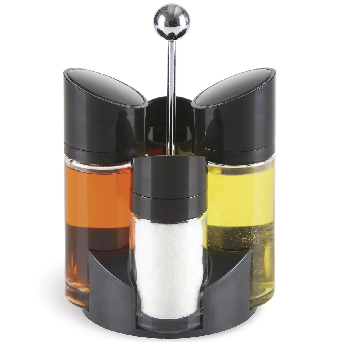 JUST HOME COLLECTION - Set de Aceitera Vinagrera Salero Con Rack 5 Piezas Just Home Collection