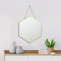 JUST HOME COLLECTION - Espejo hexágono 39x45 cm dorado