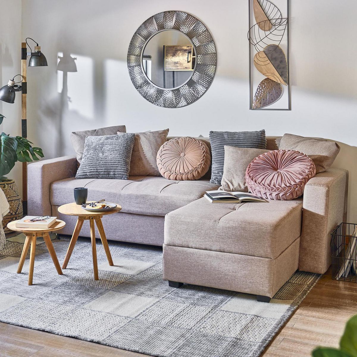 JUST HOME COLLECTION - Sofá seccional 3 cuerpos LAH125N2P2P 217x73x151 cm Café