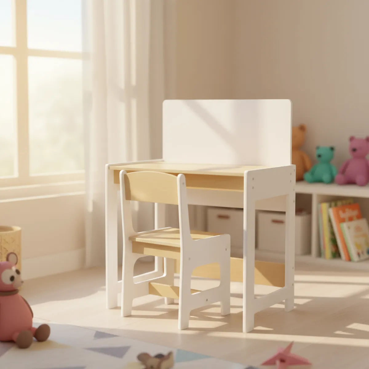 JUST HOME COLLECTION - Mesa pizarra + 1 silla blanca / oak