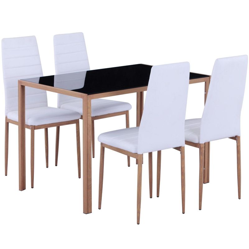 JUST HOME COLLECTION - Juego de Comedor Ellis 4 Sillas Mesa Rectangular 70x75x110 cm Negro