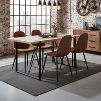 Juego de Comedor Vexa 4 Sillas Mesa Rectangular 80x76x140 cm Café