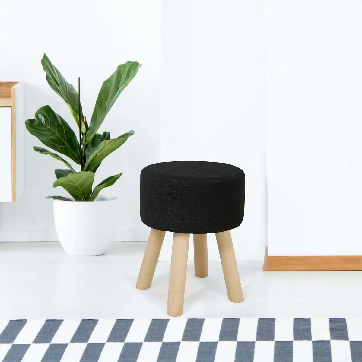 Puff redondo negro, marca JUST HOME COLLECTION - Foto Principal