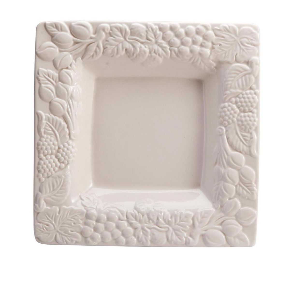 JUST HOME COLLECTION - Plato Cuadrado Blanco con Relieve Just Home Collection