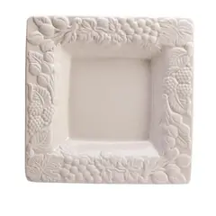 JUST HOME COLLECTION - Plato cuadrado relieve blanco.
