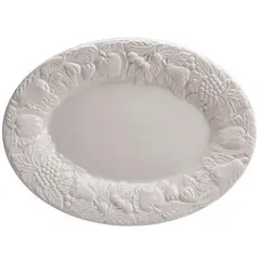 JUST HOME COLLECTION - Plato ovalado relieve blanco.