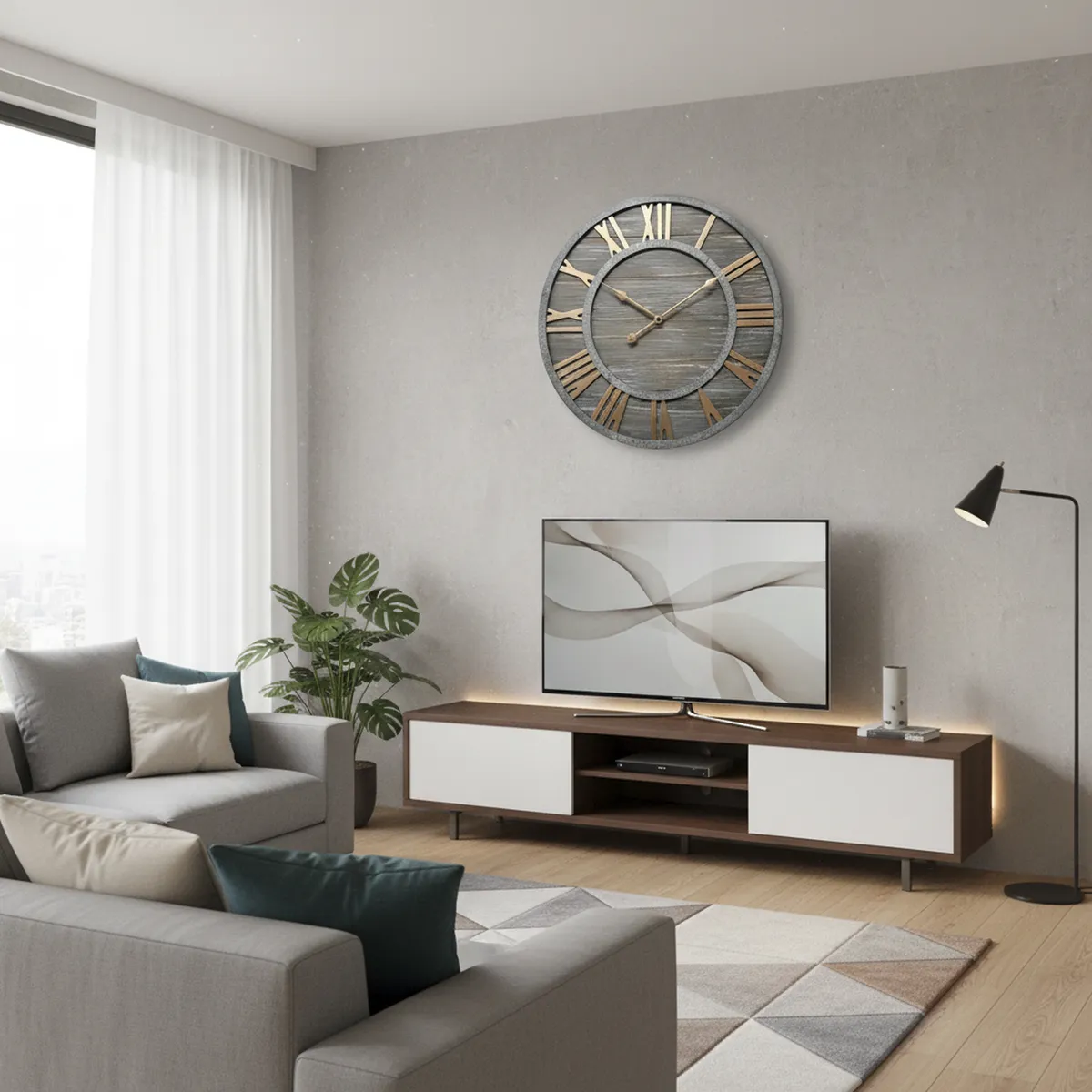 JUST HOME COLLECTION - Reloj romano 78 cm gris/dorado