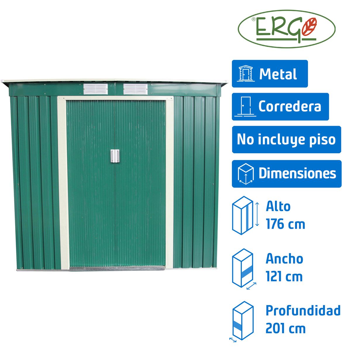 ERGO - Bodega de jardín 121x201x176 cm