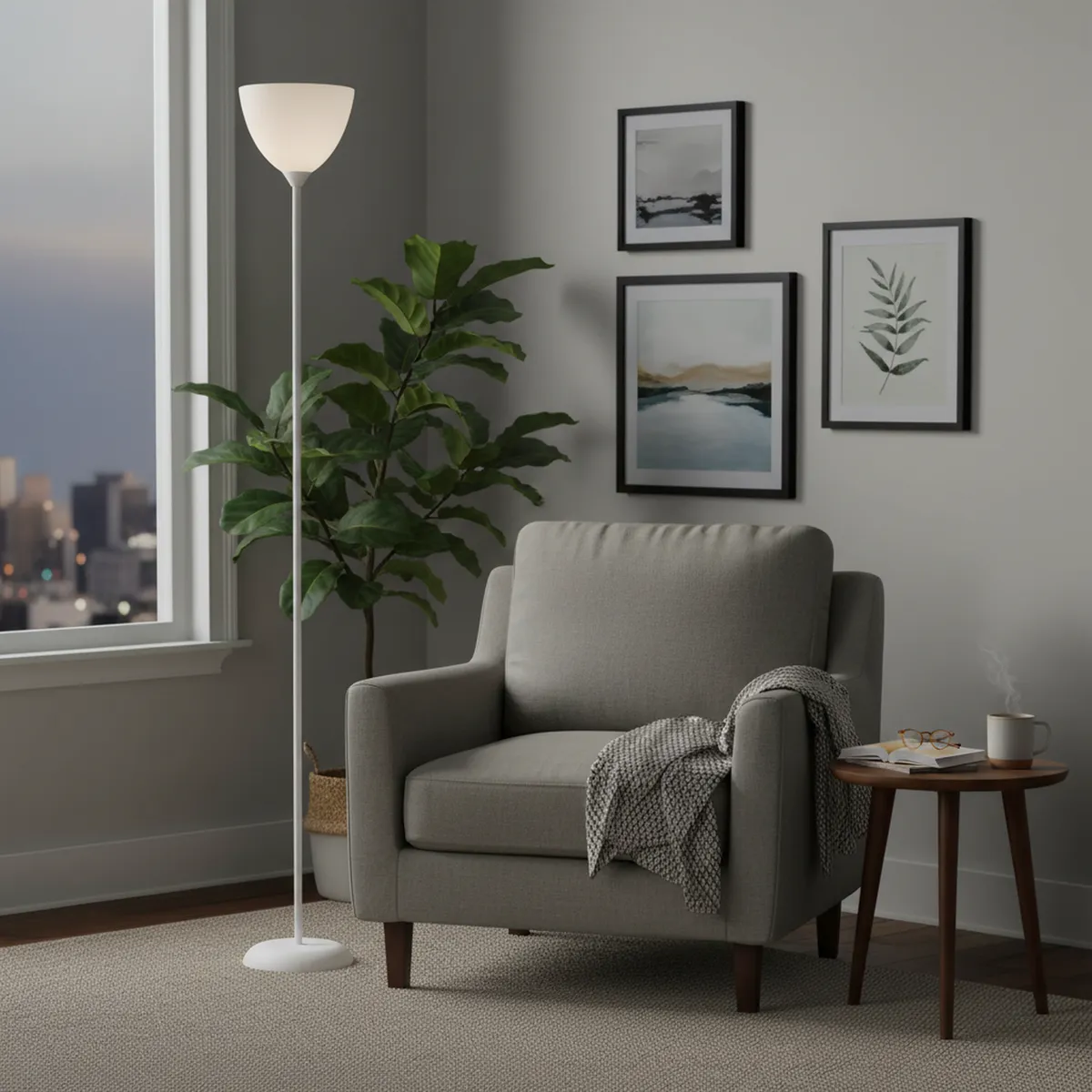 CASA BONITA - Lámpara de Pie Sophie 1 Luz E27 Blanca