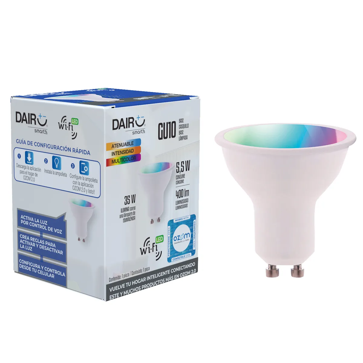 Ampolleta Led Wifi 5.5 W GU10 350 lm Luz Multicolor, marca DAIRU - Foto 2