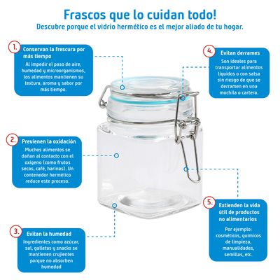 Imagen 2 del producto Frasco con Tapa Vidrio 200 ml Colores Surtido