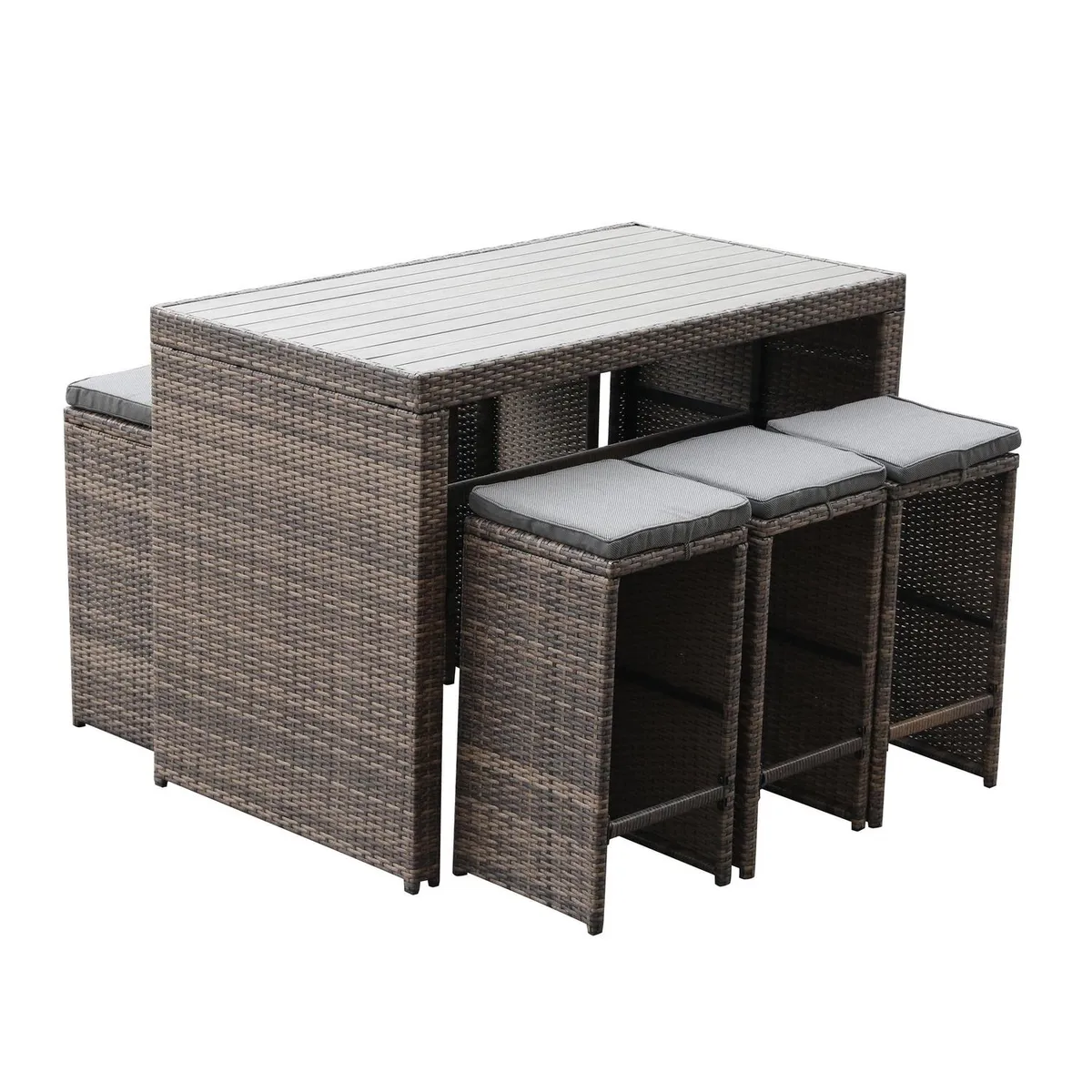 JUST HOME COLLECTION - Juego de bar terraza tulum 7 piezas café/gris