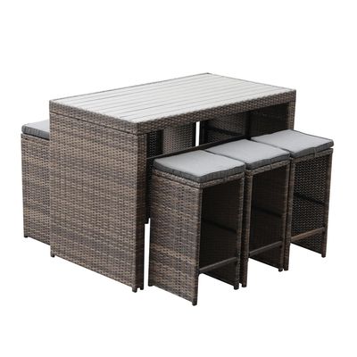 Imagen 2 del producto Juego de bar terraza tulum 7 piezas café/gris