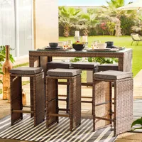 Juego de bar terraza tulum 7 piezas café/gris