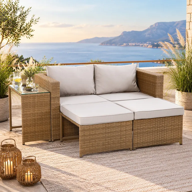 Juego de living de terraza modular 5 piezas pipa