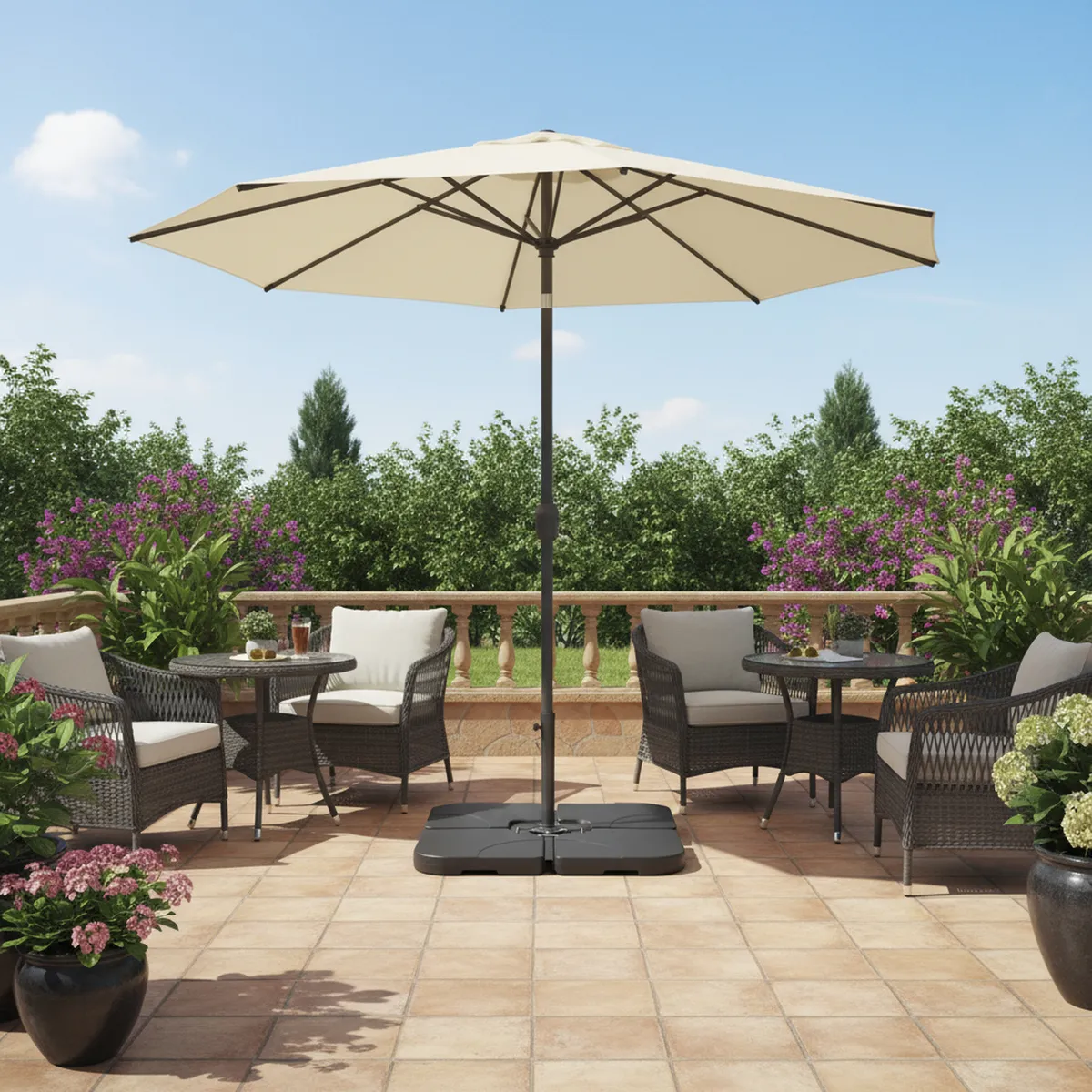 JUST HOME COLLECTION - Base para quitasol lateral polietilen 4 piezas