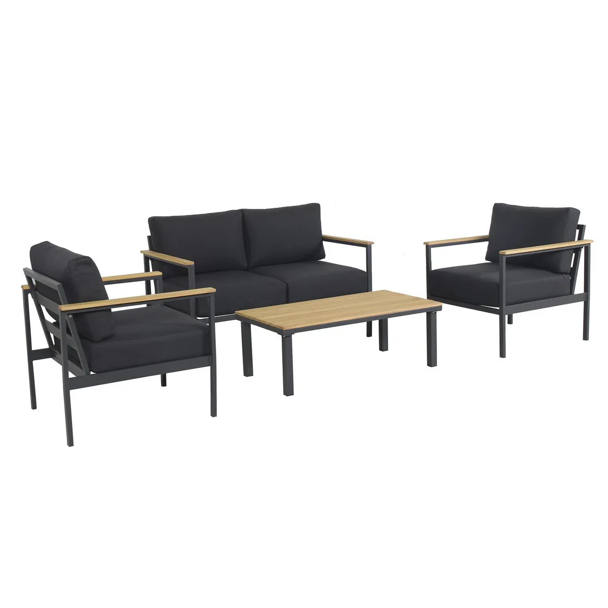 JUST HOME COLLECTION - Juego de Living de Terraza Toscana 4 Personas Negro; Madera