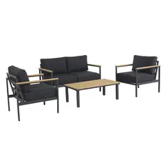 JUST HOME COLLECTION - Juego de Living de Terraza Toscana 4 Personas Negro; Madera
