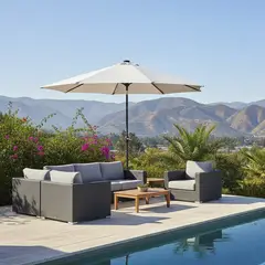 JUST HOME COLLECTION - Quitasol uv50 con Led Solar Acero 3x2.5 metros Blanco