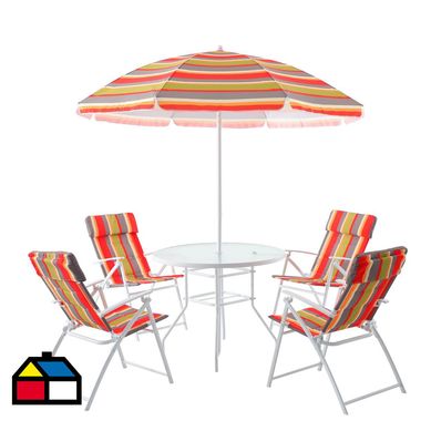 Juego de Comedor de Terraza Country II 4 Personas Multicolor